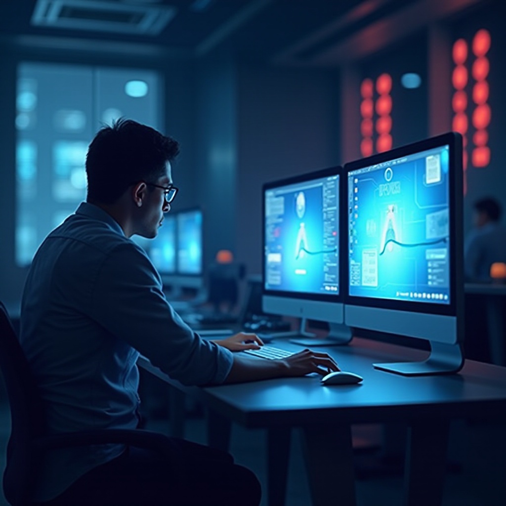 wypalony ekran komputera